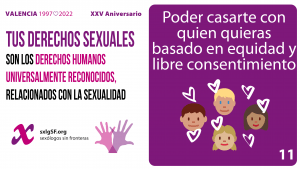 11 El derecho a contraer, formar o disolver el matrimonio y otras formas similares de relaciones basadas en la equidad y el pleno y libre consentimiento